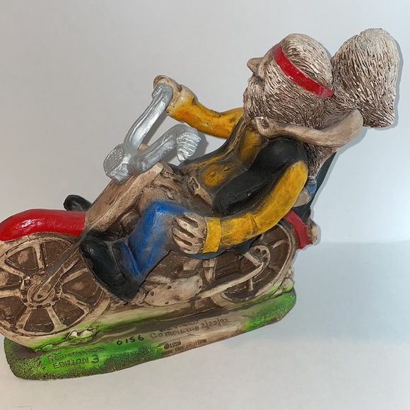 Vintage 92 Cowboy Biker & Lady Shade Tree Shelf Decor Collectible Handcrafted - Picture 7 of 13